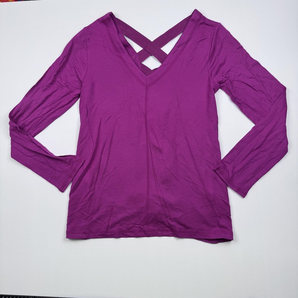 Lilly Pulitzer Shirt Womens Small Purple Long Sleeve Criss Cross V Neck Modal